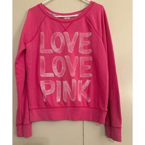 Y2K PINK Victoria's Secret Love Love Pink Leopard Heart Sweatshirt Women's LG